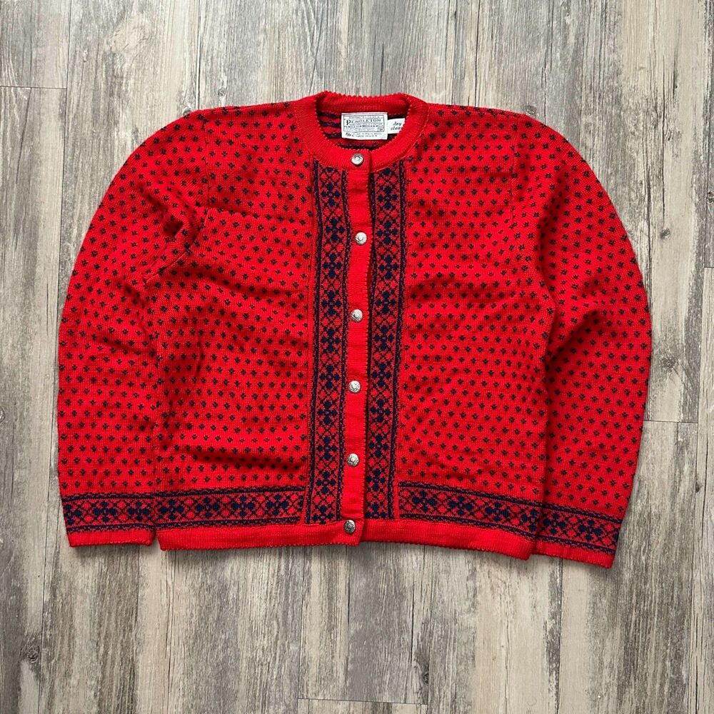 Vintage 70s Pendleton Wool Women's Cardigan Sweater Size Medium